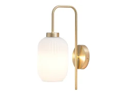 Aplique em latão dourado e vidro branco C.25 x A.41 cm - LOUXOR