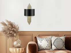 Aplique em metal - Candeeiro C. 22 x A. 75 cm - Preto e dourado - SANGARIUS