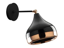 Aplique em metal abajur orientável YILDO - D. 17 x A. 28 cm - Preto e acobreado