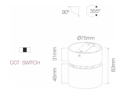 Aplique LED Mini Concord Tricolore 7w preto redondo ajustável
