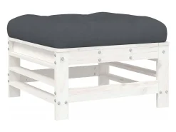 Apoio de pés p/ jardim c/ almofadão pinho maciço branco