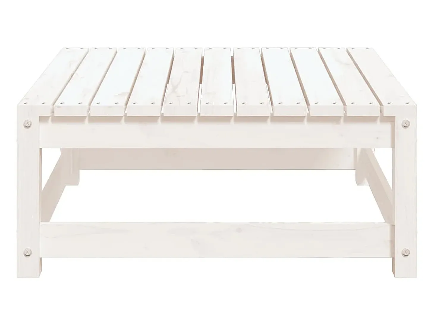 Apoio de pés p/ jardim 70x70x30 cm pinho maciço branco