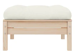 Apoio de pés para jardim c/ almofadão cor creme pinho maciço