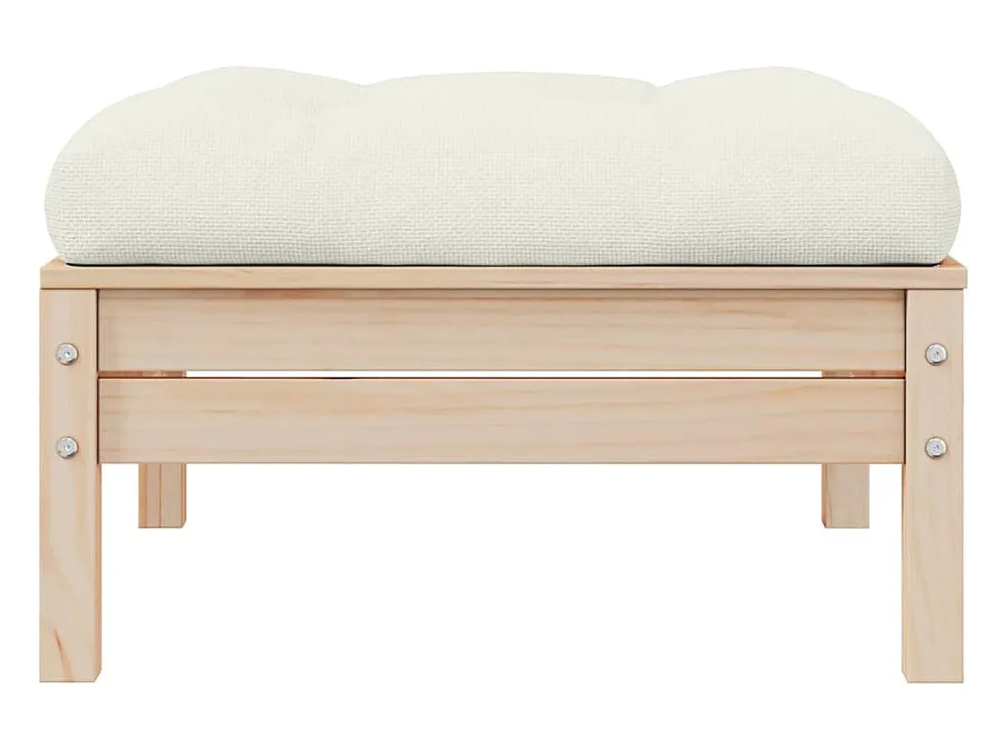 Apoio de pés para jardim c/ almofadão cor creme pinho maciço