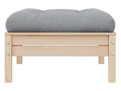 Apoio de pés para jardim c/ almofadão cinzento pinho maciço