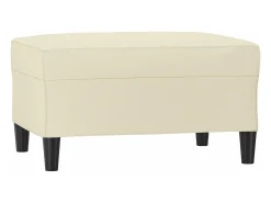 Apoio de pés 70x55x41 cm couro artificial cor creme