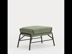 Apoio para os pés em tecido verde com estrutura metálica 69x43 h45