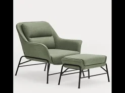 Apoio para os pés em tecido verde com estrutura metálica 69x43 h45