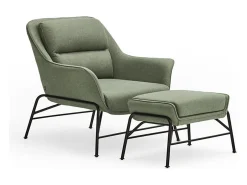 Apoio para os pés em tecido verde com estrutura metálica 69x43 h45