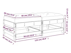 Apoios de pés jardim c/ almofadões 2pcs madeira douglas maciça
