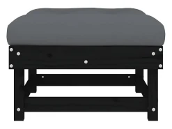 Apoios de pés p/ jardim c/ almofadões 2 pcs pinho maciço preto