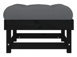Apoios de pés p/ jardim c/ almofadões 2 pcs pinho maciço preto