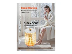 Aquecedor de Toalhas 20 L SucceBuy, Balde Secador de Toalhas para Banheiro, com Regulação de Temperatura, Timer 20/40/60/90 min e Indicador LED