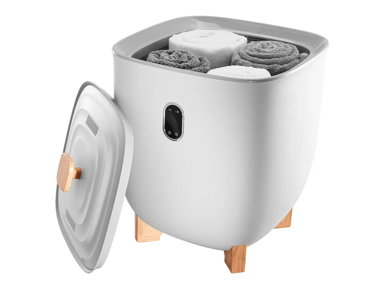 Aquecedor de Toalhas SucceBuy 25 L, Balde Secador de Toalhas para Banheiro, com Tela LED, Regulação de Temperatura e Timer 20/40/60/90 min