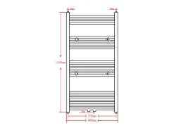 Aquecedor toalhas casa de banho liso 600 x 1160 mm cinza