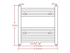 Aquecedor toalhas casa de banho curvo 480 x 480 mm preto