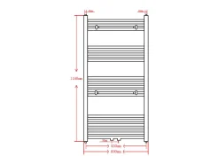 Aquecedor toalhas casa de banho liso 600 x 1160 mm preto
