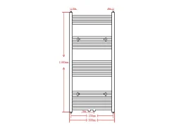 Aquecedor toalhas casa de banho curvo 500 x 1160 mm preto