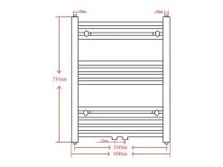 Aquecedor toalhas casa de banho liso 600 x 764 mm preto