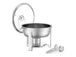 Aquecedores de Alimentos SucceBuy Conjunto de Buffet com 4 Pratos de Aquecimento em Aço Inoxidável com Panelas Grandes, Prato de Aquecimento Redondo com Tampa