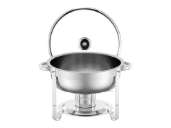Aquecedores de Alimentos SucceBuy Conjunto de Buffet com 4 Pratos de Aquecimento em Aço Inoxidável com Panelas Grandes, Prato de Aquecimento Redondo com Tampa