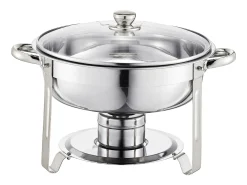 Aquecedores de Alimentos SucceBuy Conjunto de Buffet com 4 Pratos de Aquecimento em Aço Inoxidável com Panelas Grandes, Prato de Aquecimento Redondo com Tampa