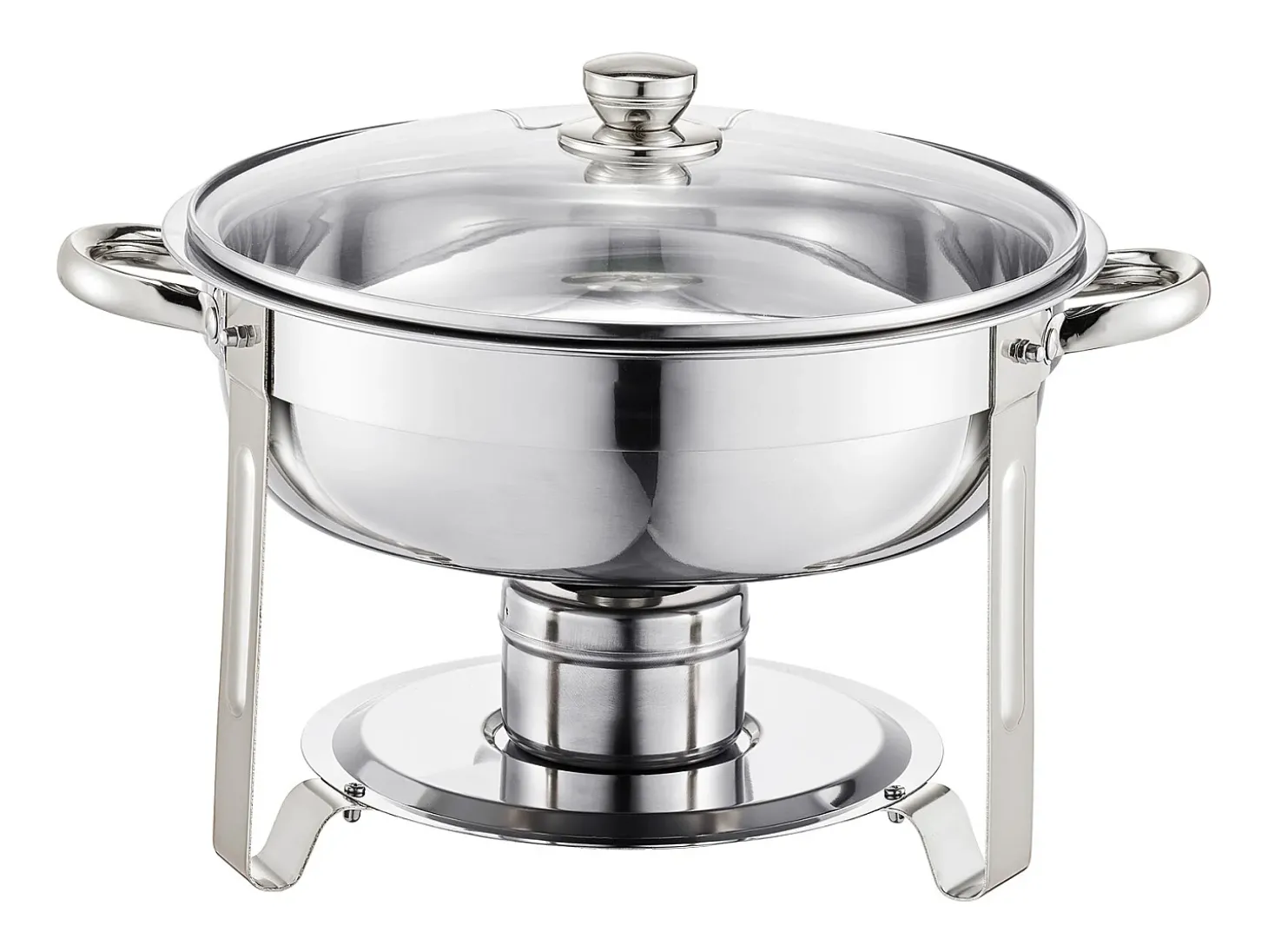 Aquecedores de Alimentos SucceBuy Conjunto de Buffet com 4 Pratos de Aquecimento em Aço Inoxidável com Panelas Grandes, Prato de Aquecimento Redondo com Tampa