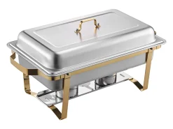 Aquecedores de Alimentos SucceBuy Conjunto de 4 Pratos Retangulares para Buffet, 7.5 L (Tamanho Grande e Tamanho Médio)