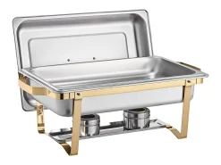 Aquecedores de Alimentos SucceBuy Conjunto de 4 Pratos Retangulares para Buffet, 7.5 L (Tamanho Grande e Tamanho Médio)