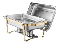 Aquecedores de Alimentos SucceBuy Conjunto de 4 Pratos Retangulares para Buffet, 7.5 L (Tamanho Grande e Tamanho Médio)