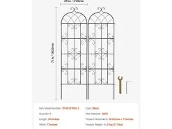 Arame de Jardim SucceBuy em Metal, Lote de 2, 180 x 51 cm, Suporte para Plantas Trepadeiras, Anticorrosivo