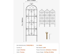 Arame de Jardim SucceBuy em Metal, Lote de 4, 180 x 51 cm, Suporte para Plantas Trepadeiras, Anticorrosivo