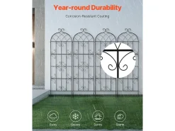 Arame de Jardim SucceBuy em Metal, Lote de 4, 180 x 51 cm, Suporte para Plantas Trepadeiras, Anticorrosivo