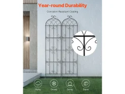 Arame de Jardim SucceBuy em Metal, Lote de 2, 221 x 51 cm, Suporte para Plantas Trepadeiras, Anticorrosivo
