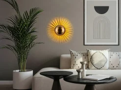 Arandela de arame em metal - Dourado - P. 18 x D.45 cm - ZYMA