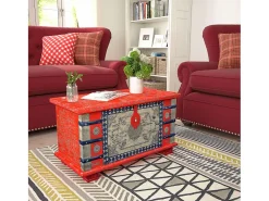 Arca arrumos madeira de mangueira 80x40x45 cm vermelho