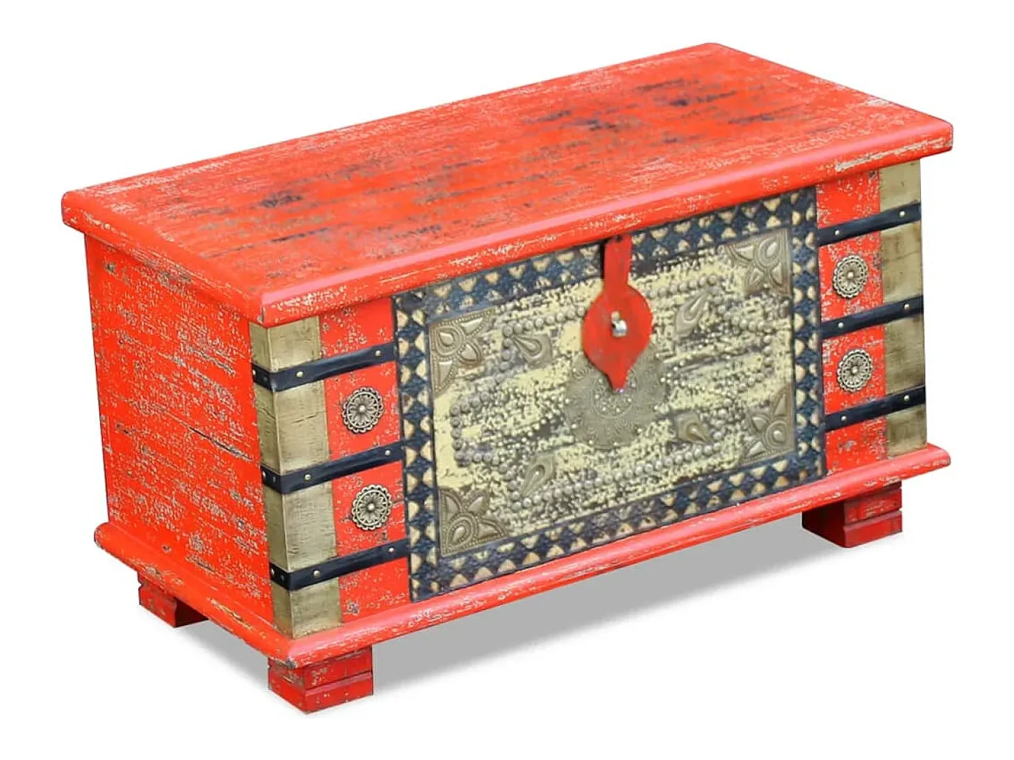 Arca arrumos madeira de mangueira 80x40x45 cm vermelho