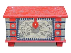 Arca arrumos madeira de mangueira 80x40x45 cm vermelho