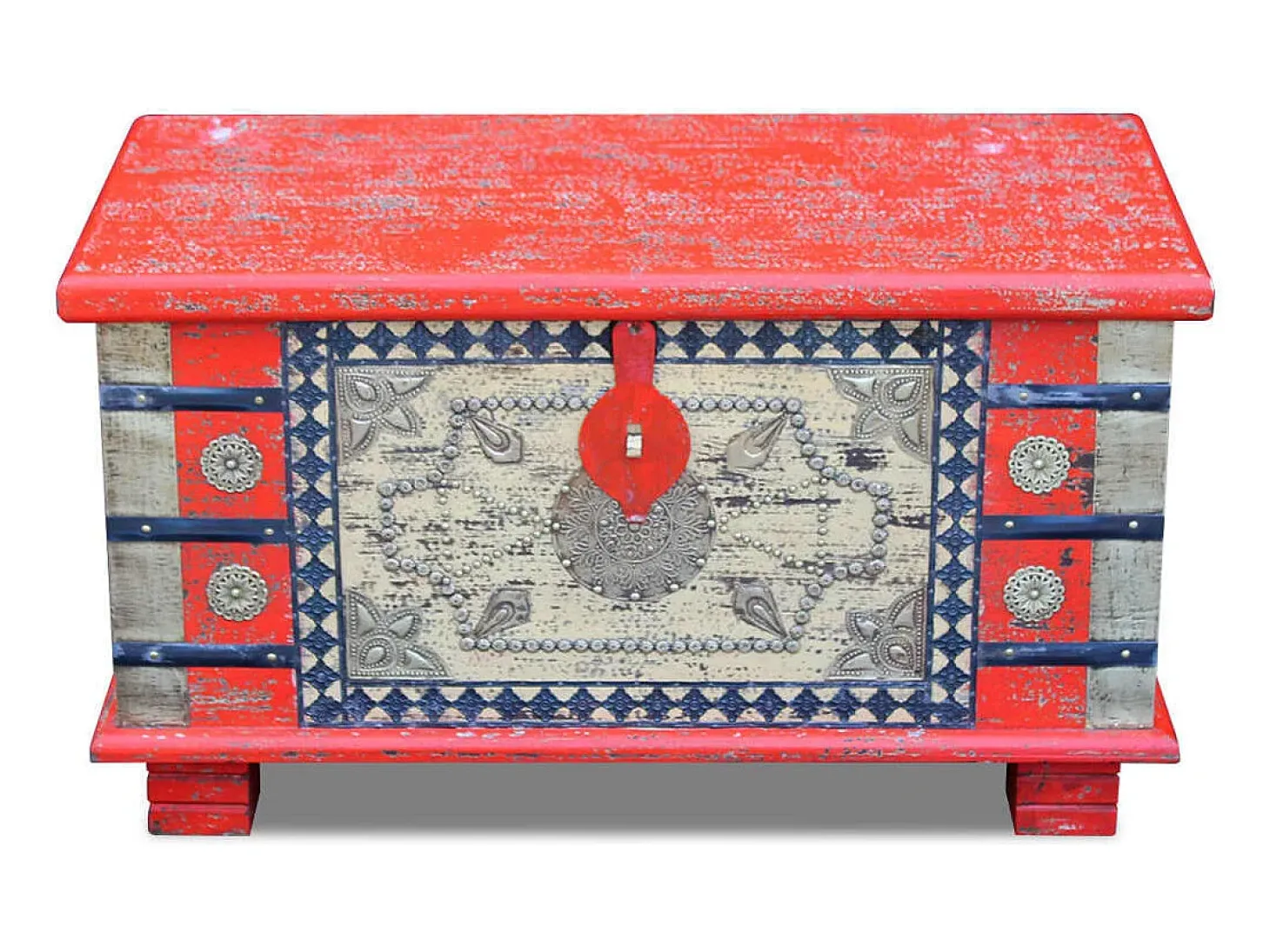 Arca arrumos madeira de mangueira 80x40x45 cm vermelho