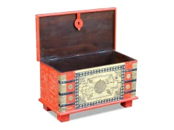 Arca arrumos madeira de mangueira 80x40x45 cm vermelho