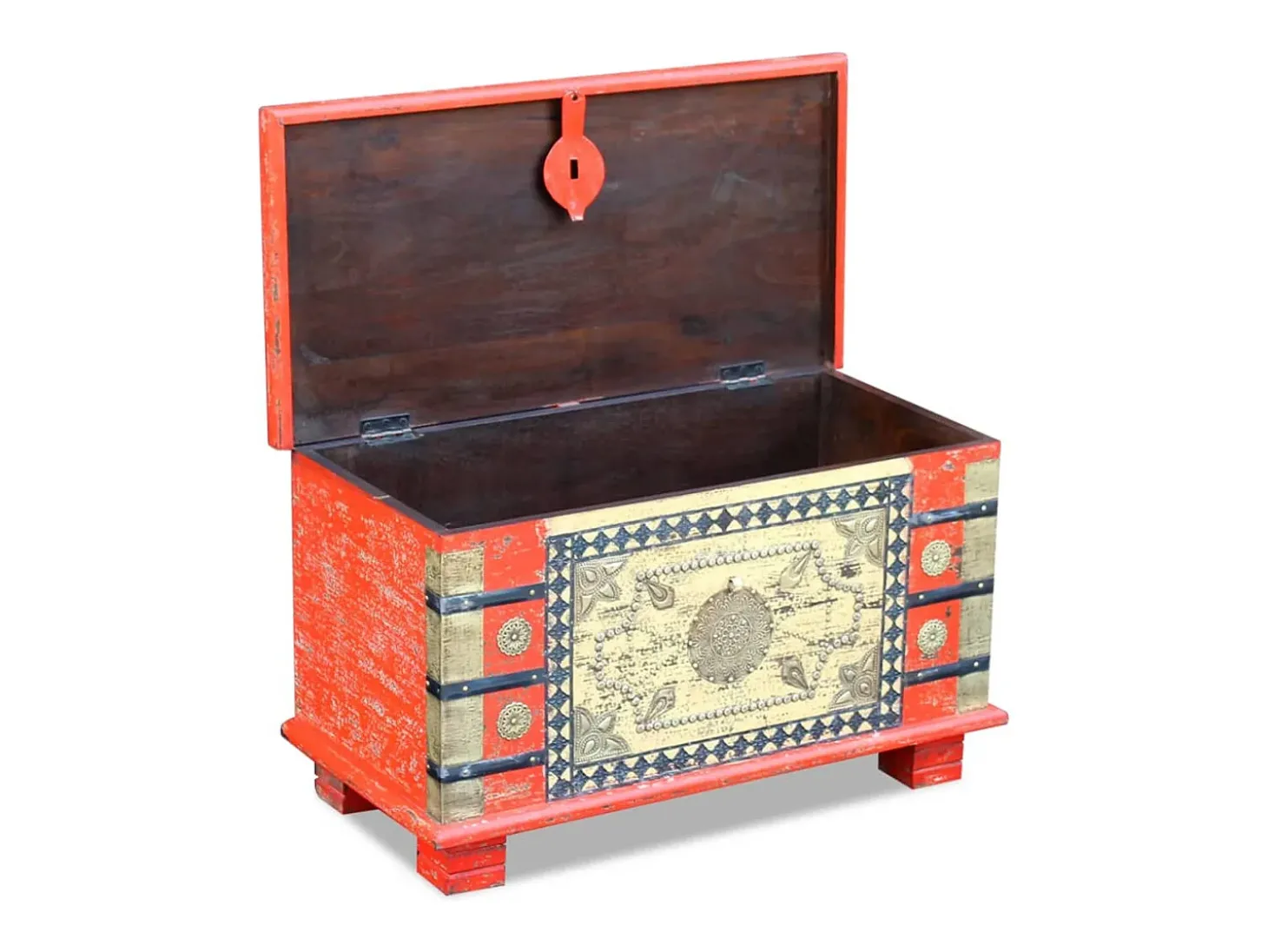 Arca arrumos madeira de mangueira 80x40x45 cm vermelho