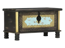 Arca de arrumação 80x40x45 cm madeira de mangueira maciça preto