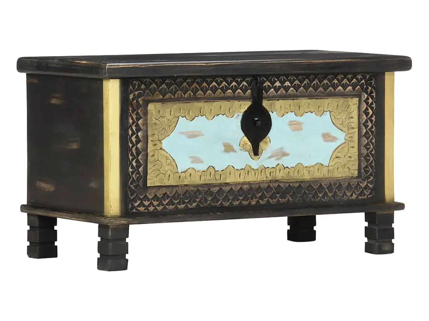 Arca de arrumação 80x40x45 cm madeira de mangueira maciça preto