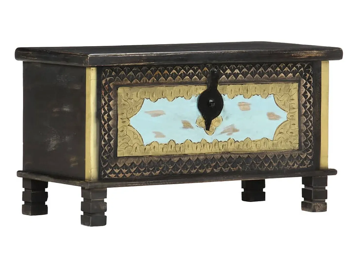Arca de arrumação 80x40x45 cm madeira de mangueira maciça preto