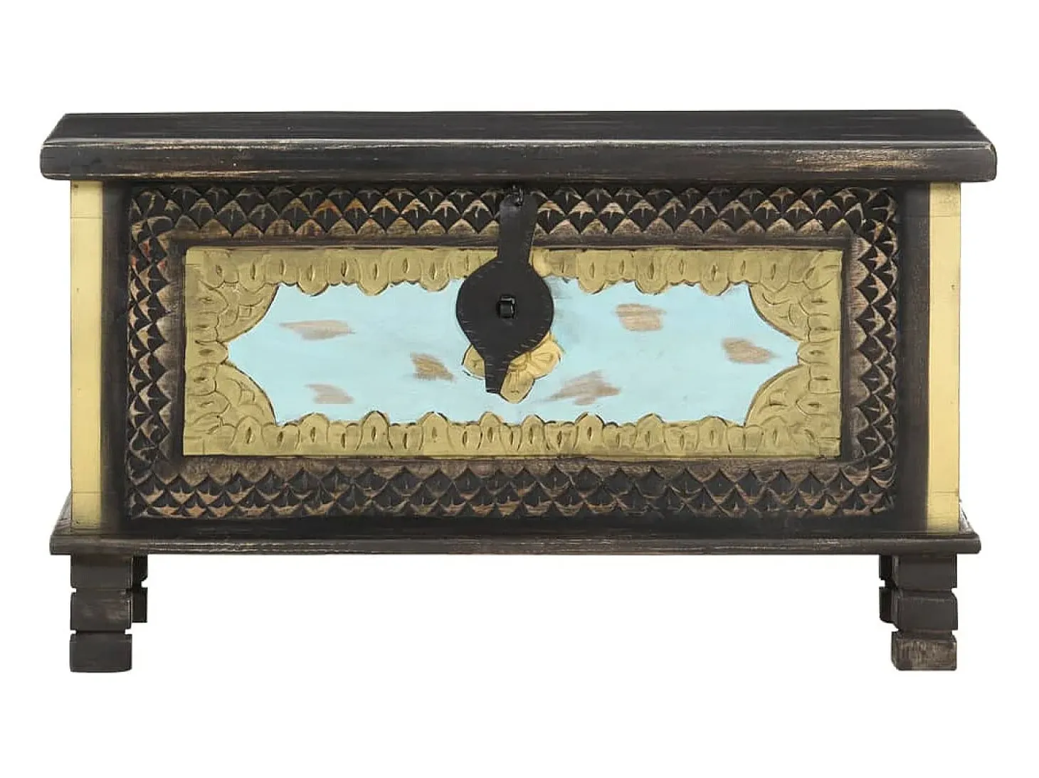 Arca de arrumação 80x40x45 cm madeira de mangueira maciça preto