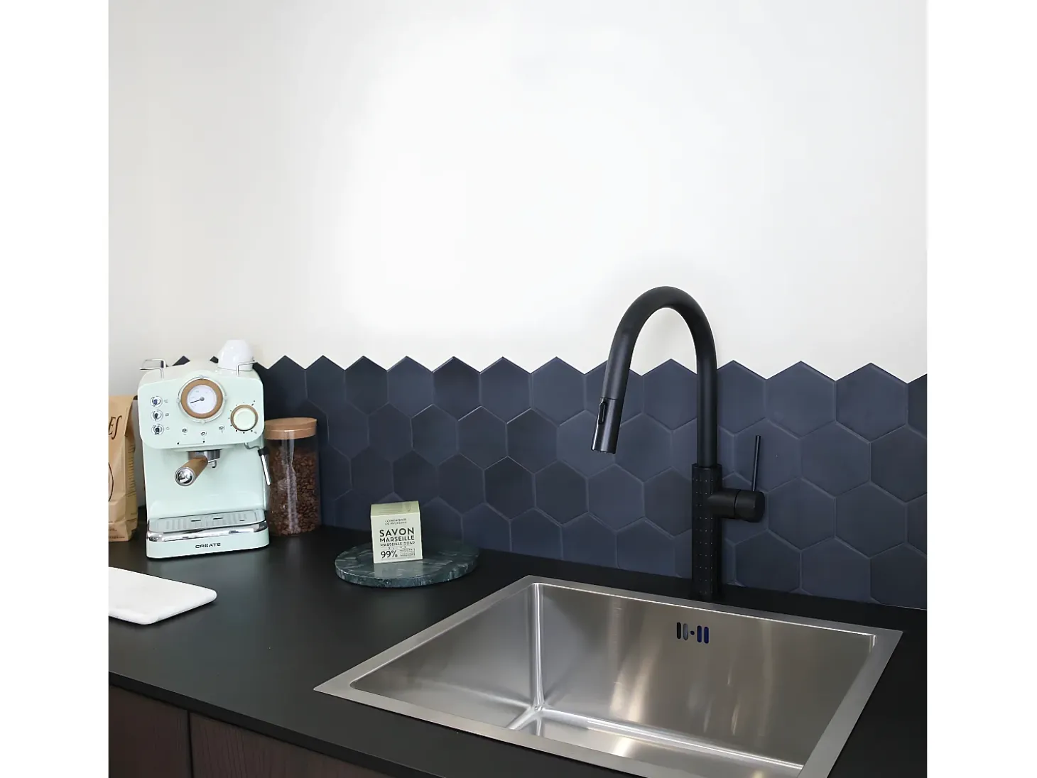 Architek Misturadora de lavatório com chuveiro extraível preto Essebagno