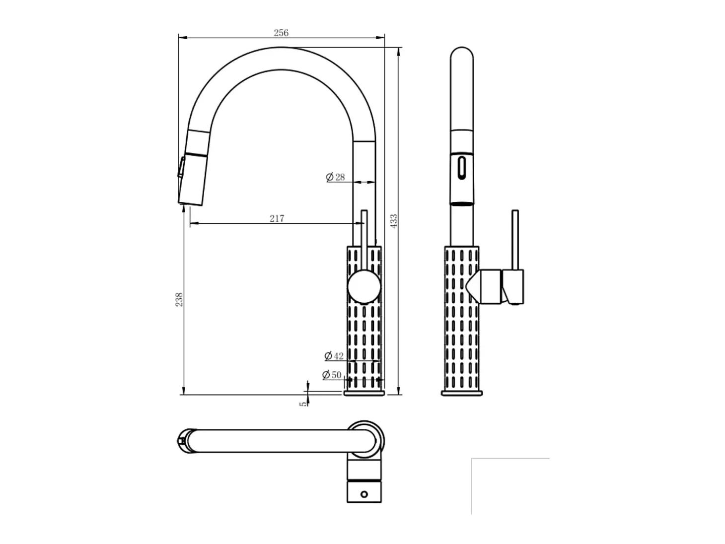 Architek Misturadora de lavatório com chuveiro extraível preto Essebagno