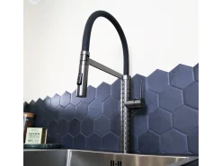Architek Misturadora de lavatório com chuveiro móvel em metal cinzento Essebagno