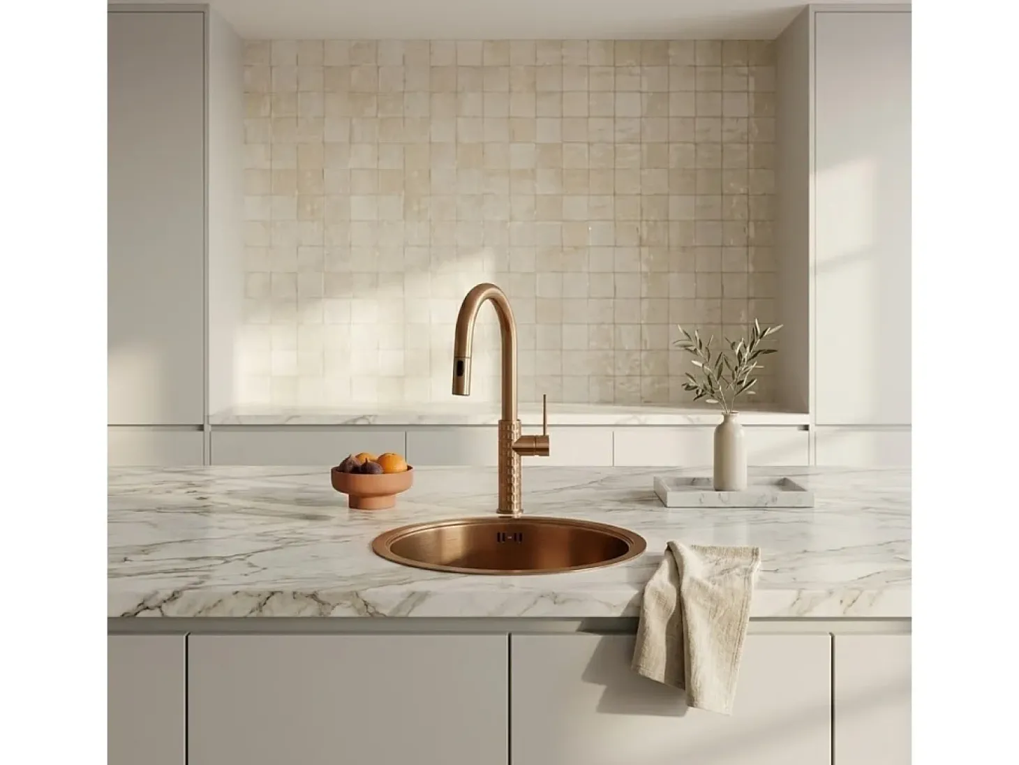 Architek Misturadora de lavatório com chuveiro extraível cobre escovado Essebagno