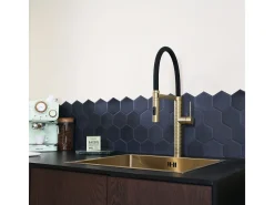 Architek Misturadora de lavatório com chuveiro dourado móvel Essebagno
